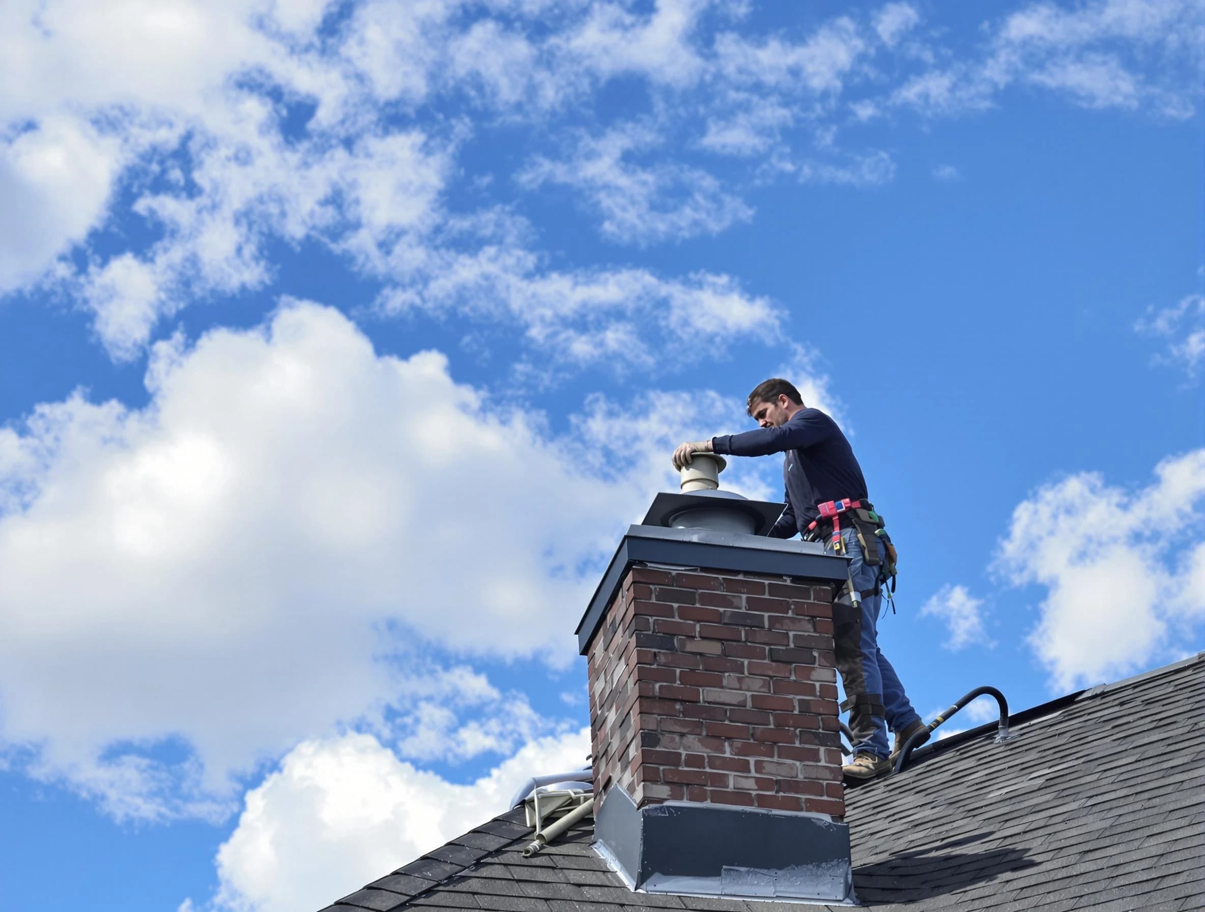 Cherry Hills Village Chimney Sweep installing a sturdy chimney cap in Cherry Hills Village, CO