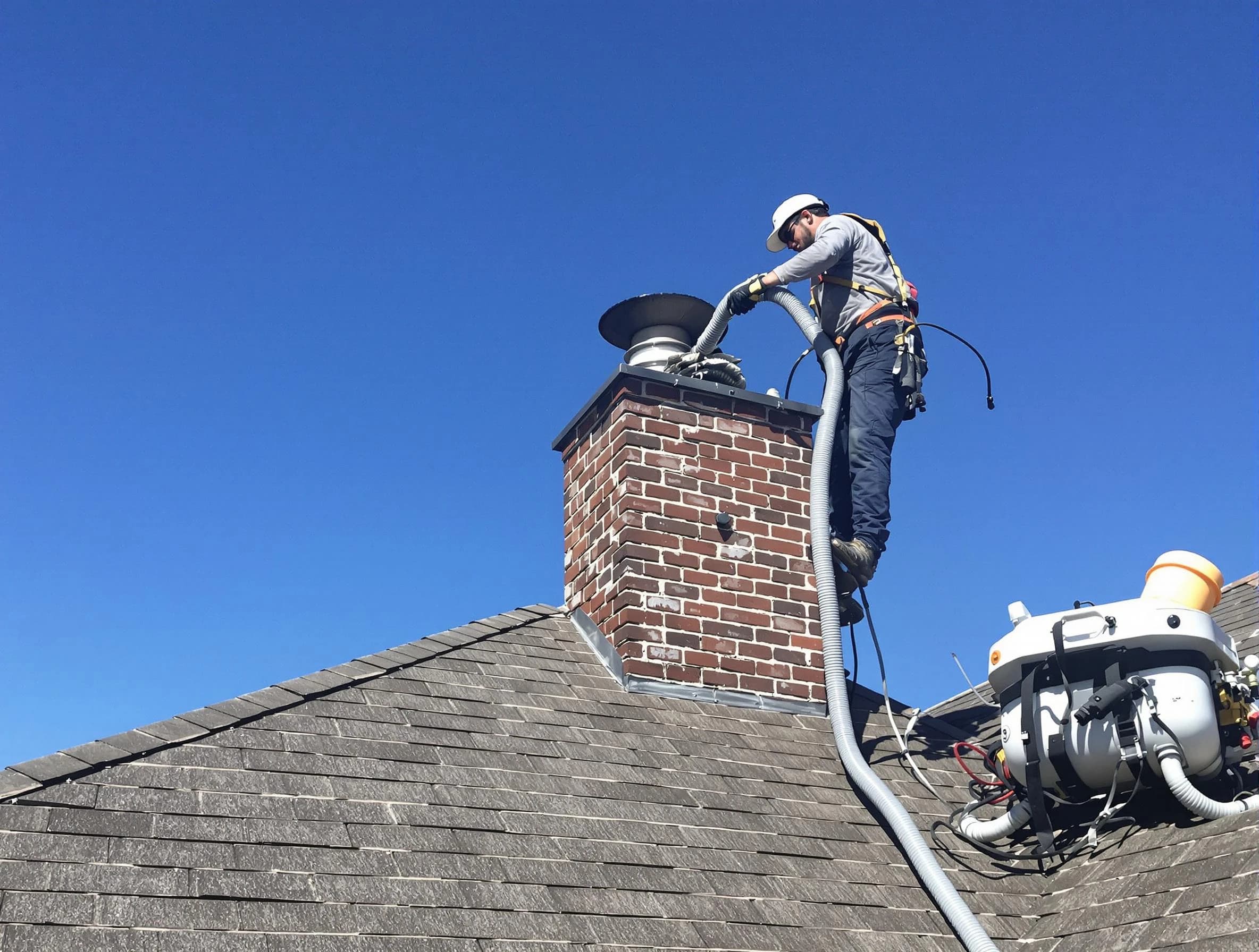 Dedicated Cherry Hills Village Chimney Sweep team member cleaning a chimney in Cherry Hills Village, CO