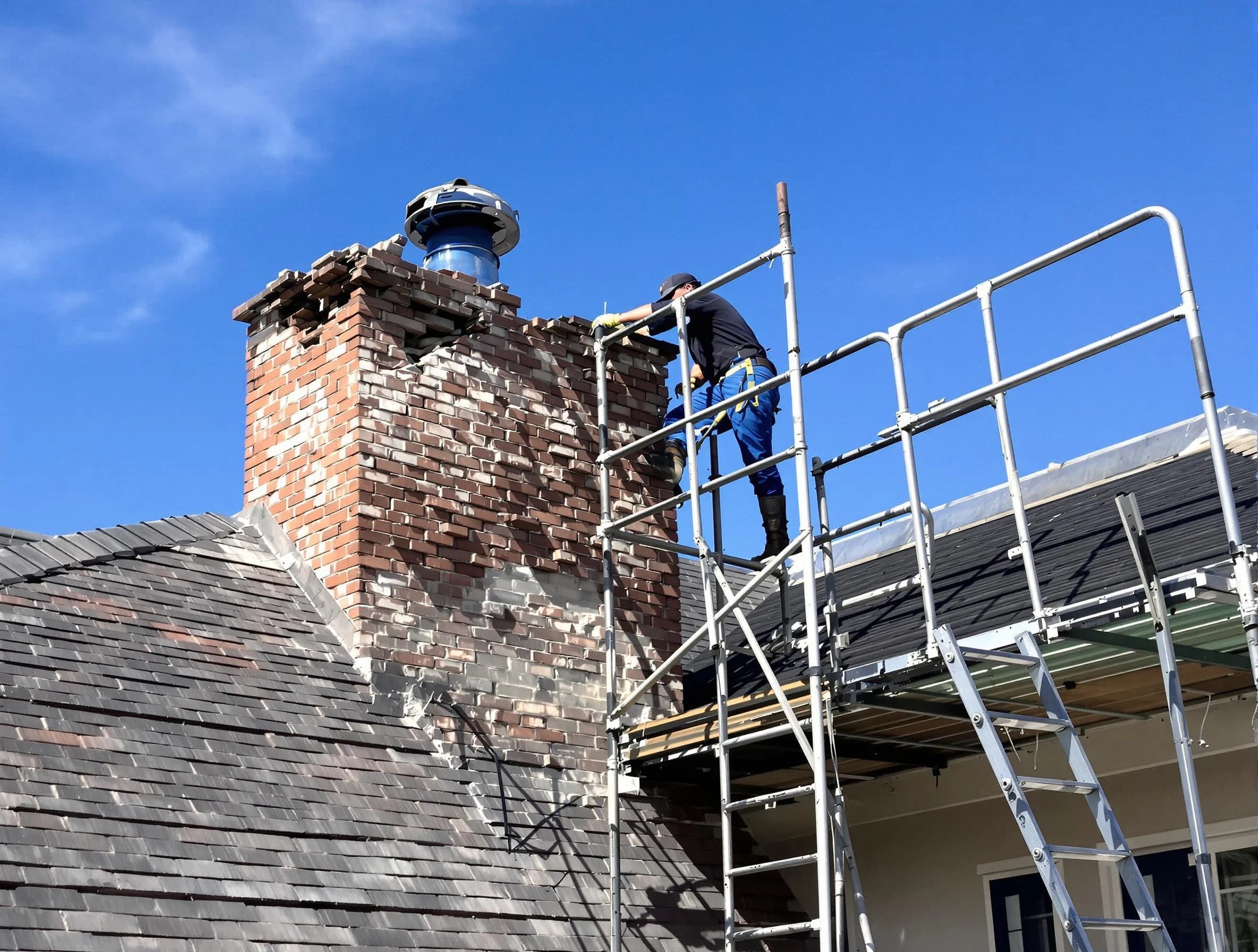 Rebuilding a chimney structure by Cherry Hills Village Chimney Sweep in Cherry Hills Village, CO